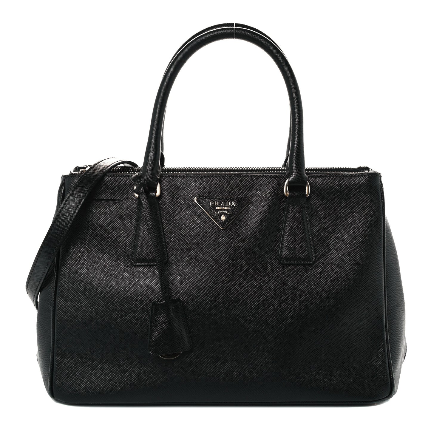Saffiano Small Galleria Double Zip Tote Black