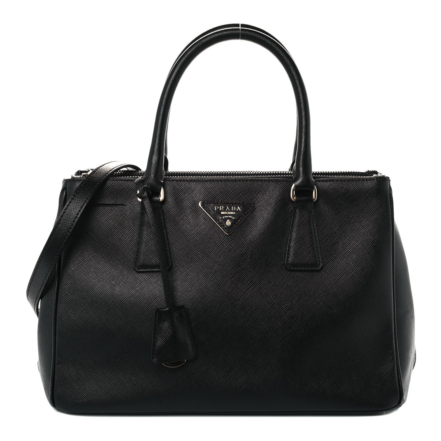 Prada Saffiano Small Galleria Double Zip Tote Black 1 of 11