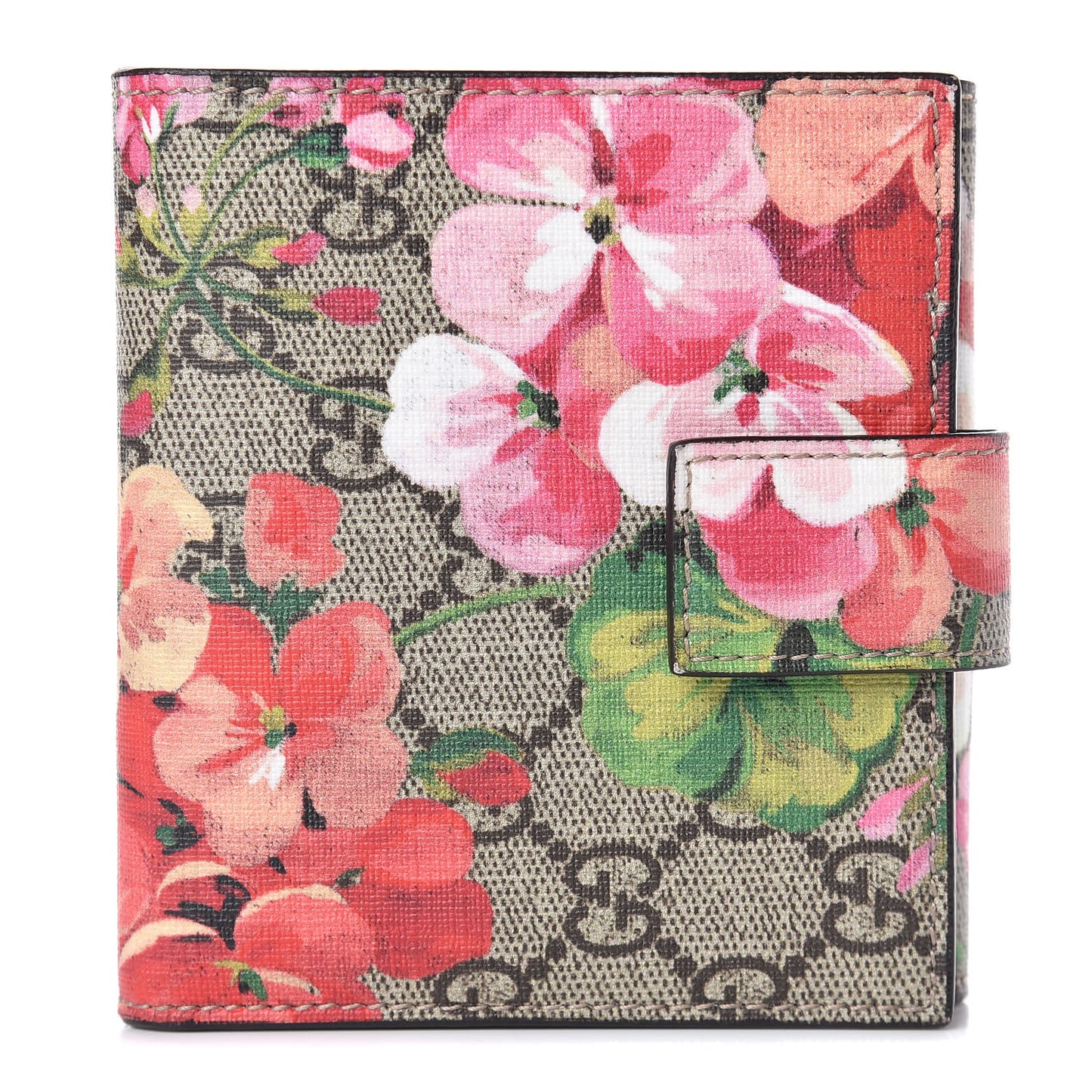 GG Supreme Monogram Blooms French Flap Wallet Beige Multicolor Dry Rose