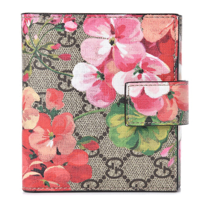 Gucci GG Supreme Monogram Blooms French Flap Wallet Beige Multicolor Dry Rose 1 of 8