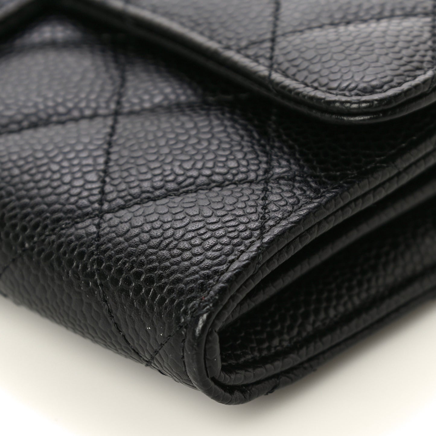Caviar Quilted Large Gusset Flap Wallet Black