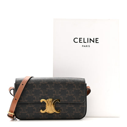 Celine Canvas Calfskin Triomphe Shoulder Bag Tan 15 of 15