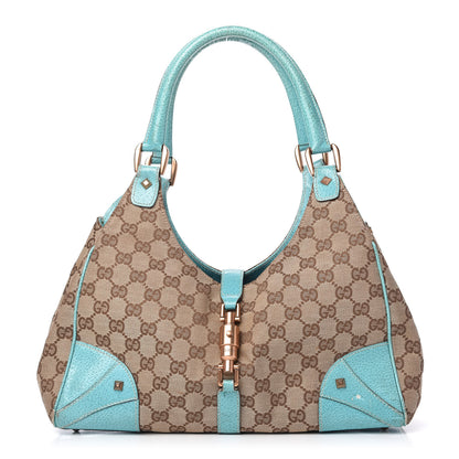 Gucci Monogram Calfskin Large Bardot Shoulder Bag Turquoise 1 of 10