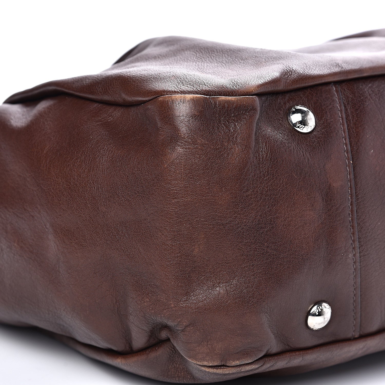 Prada Soft Calf Pleated Two Pocket Hobo Bruciato 7 of 19
