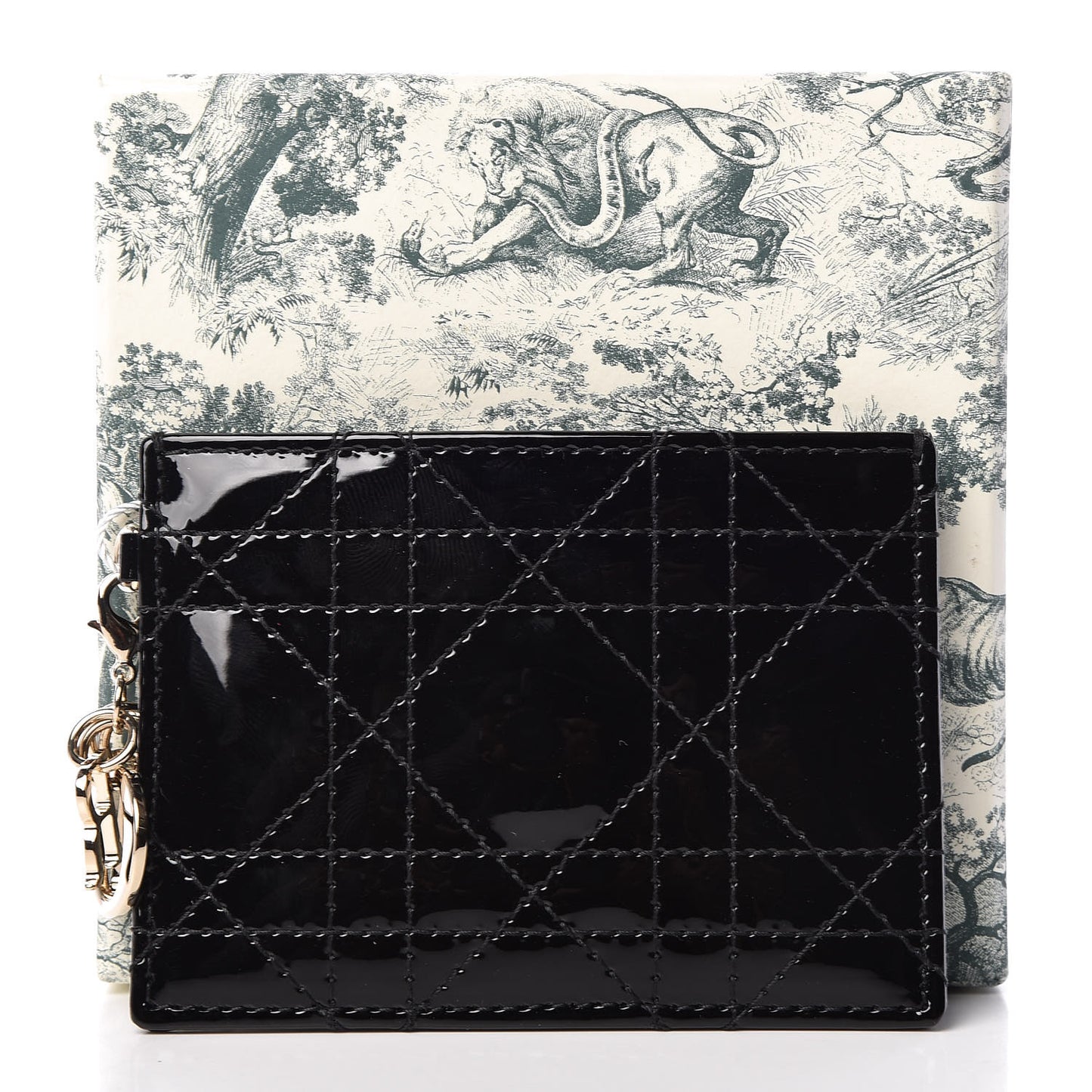 Patent Cannage Lady Dior Card Holder Black