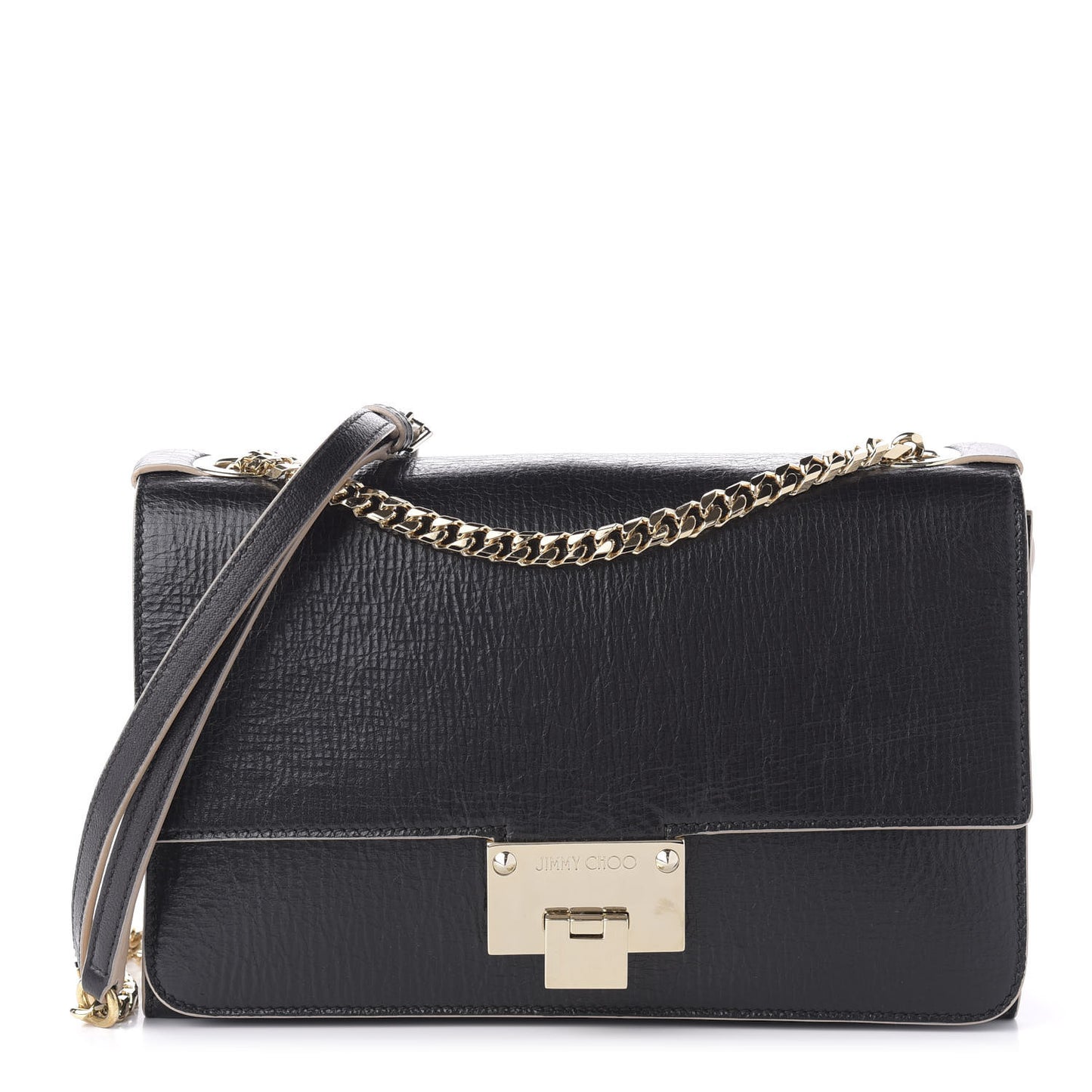 Washed Crinkled Calfskin Rebel Shoulder Bag Black