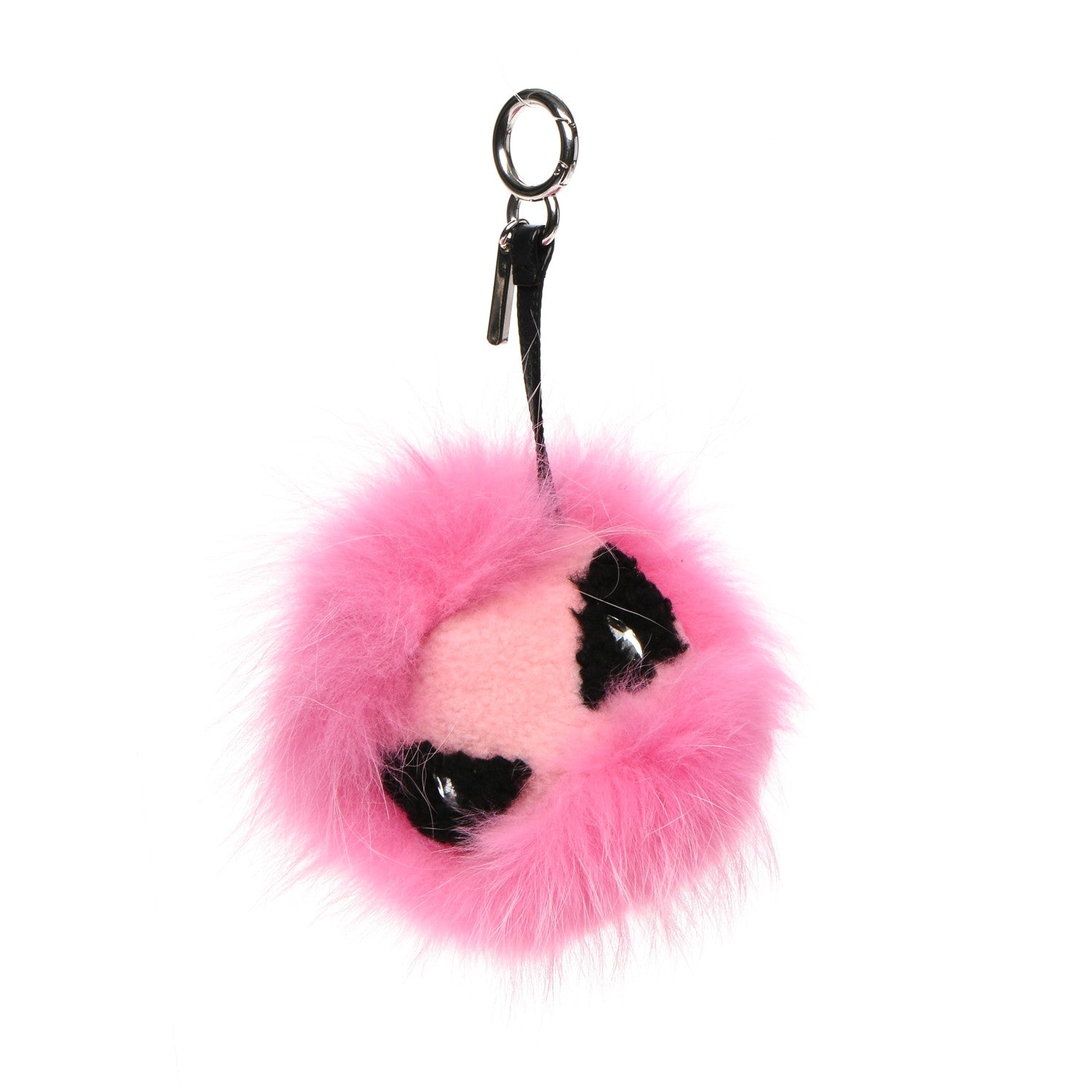 Fendi Fox Fur Shearling Crystal Tria Monster Bag Bug Charm Bubblegum 1 of 5