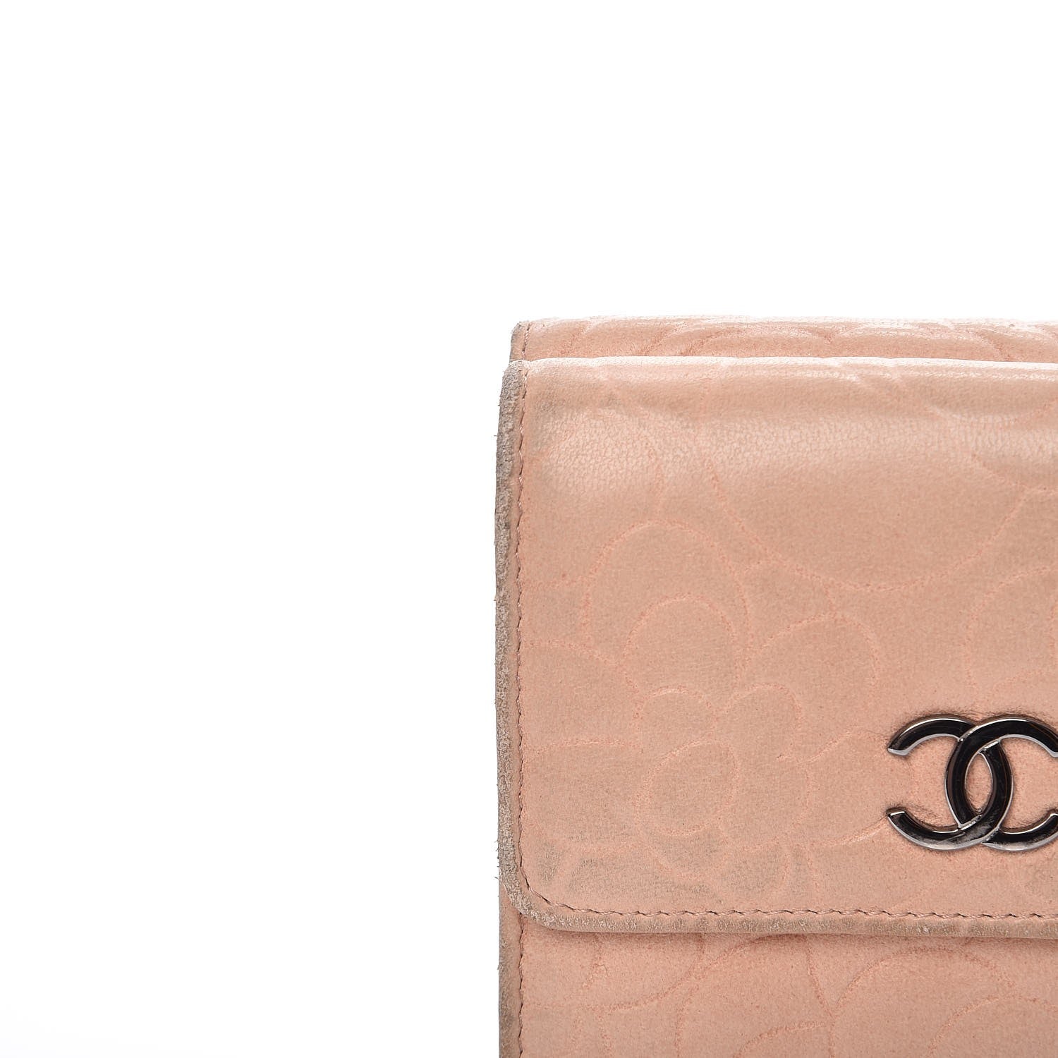 Chanel Lambskin Camellia Embossed Small Double Wallet Pink 11 of 20