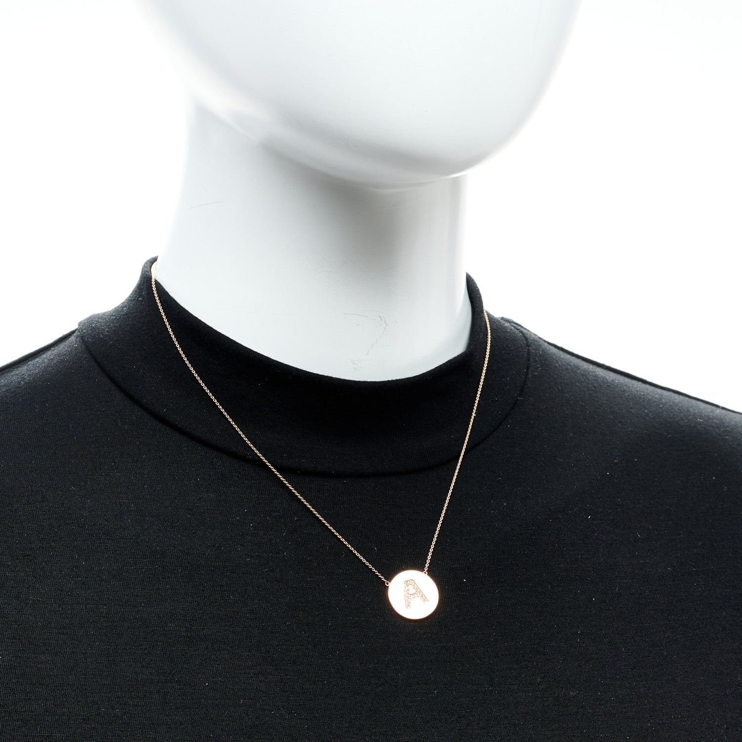 Jennifer Meyer 18K Rose Gold Diamond Letter A Disc Necklace 5 of 5