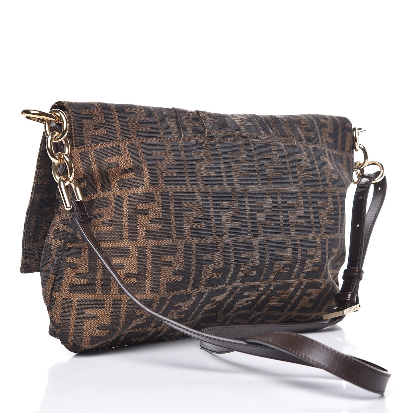 Zucca Patent Large Mia Shoulder Flap Tobacco