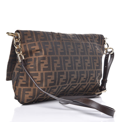 Fendi Zucca Patent Large Mia Shoulder Flap Tobacco 2 of 11