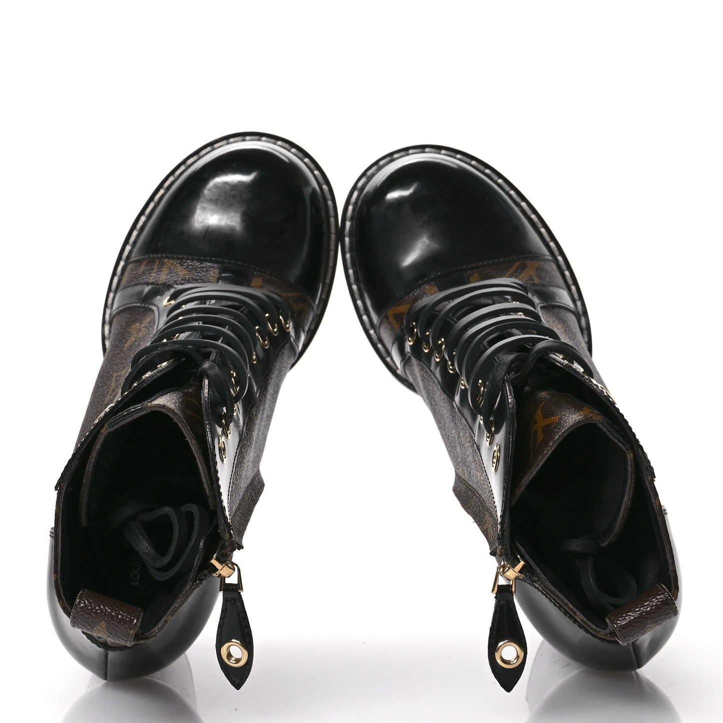 Patent Calfskin Monogram Star Trail Ankle Boots 39 Black