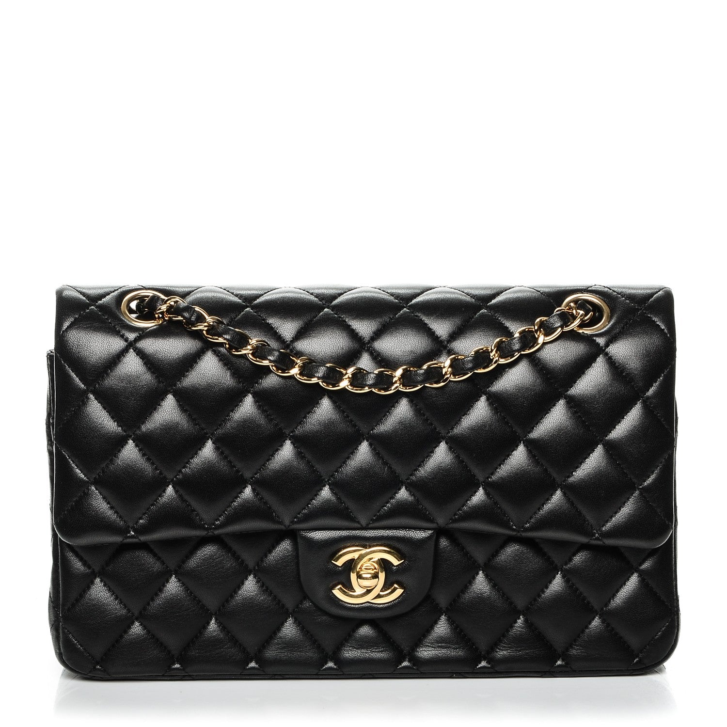 Chanel Lambskin Quilted Medium Double Flap Black 1 of 7