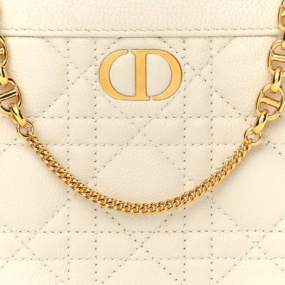 Christian Dior Calfskin Cannage Caro Zipped Pouch With Chain Latte 10 of 14