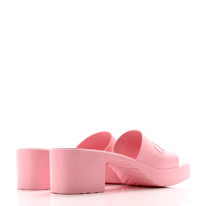 Gucci Rubber Gucci Logo Womens Platform 20/60mm Slide Sandals 36 Wild Rose 4 of 9