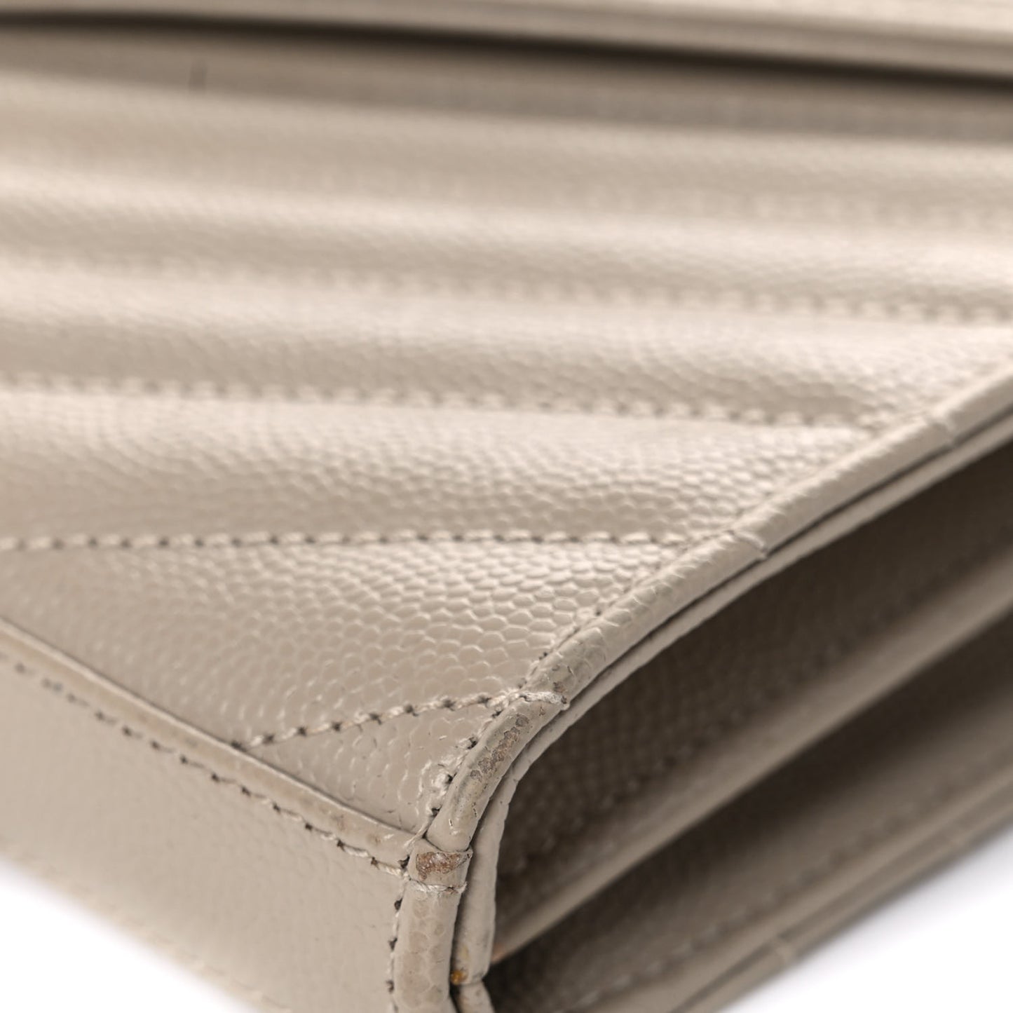 Grain De Poudre Matelasse Chevron Monogram Chain Wallet Dark Beige