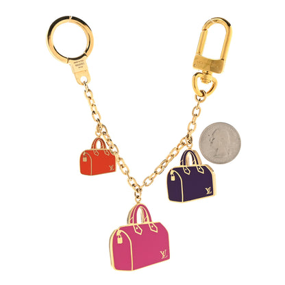 Louis Vuitton Enamel Iconic Speedy Bag Charm Chain Gold 2 of 5