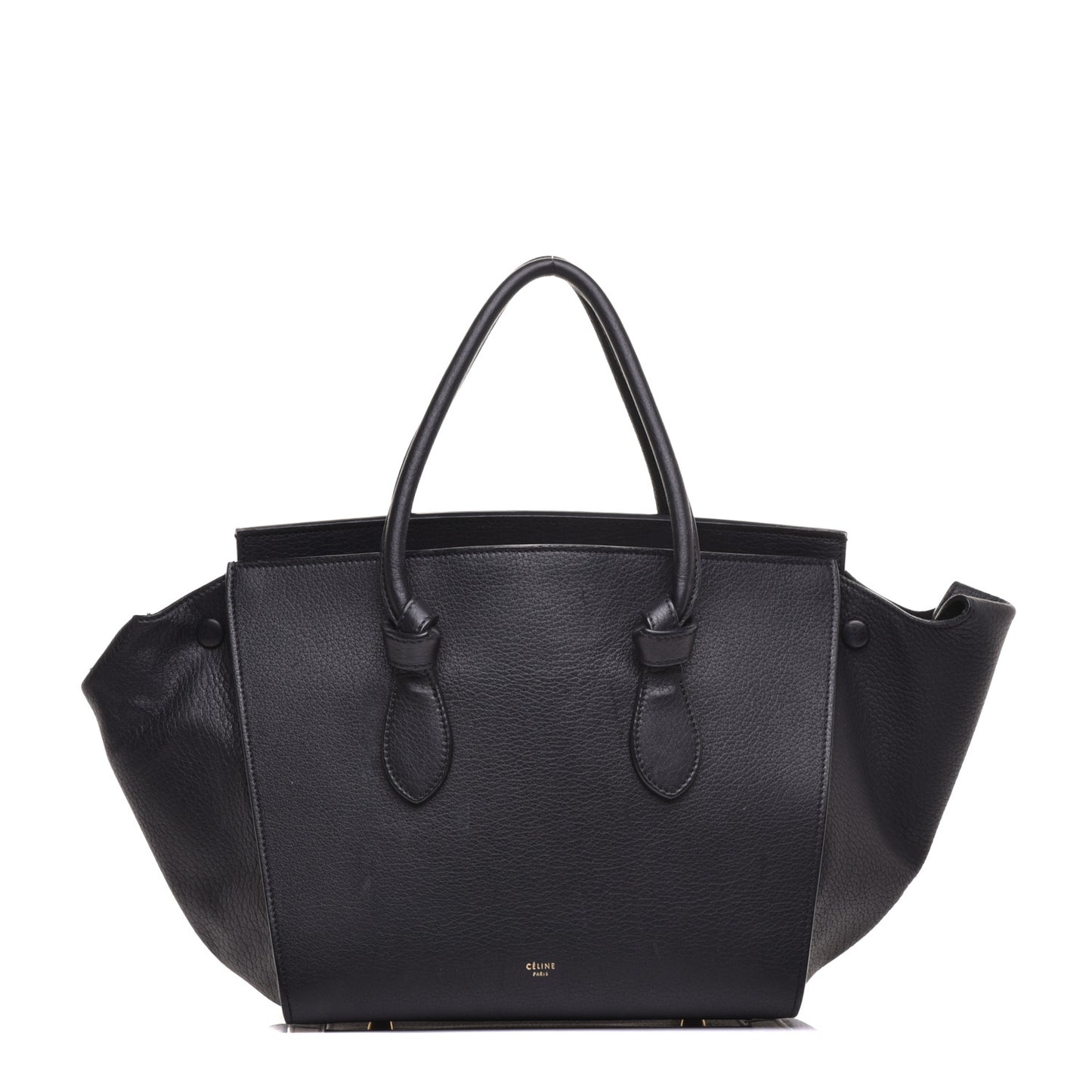 Crisped Calfskin Small Tie Knot Tote Black