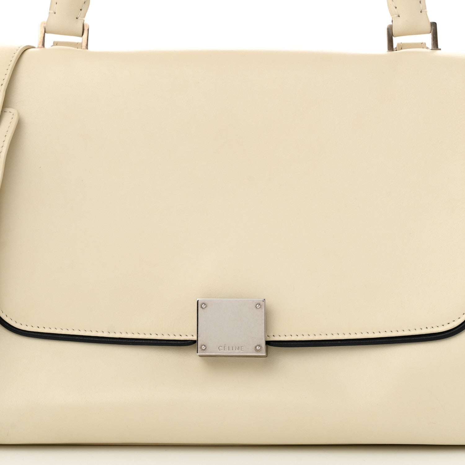 Celine Smooth Calfskin Small Trapeze White Black 8 of 12