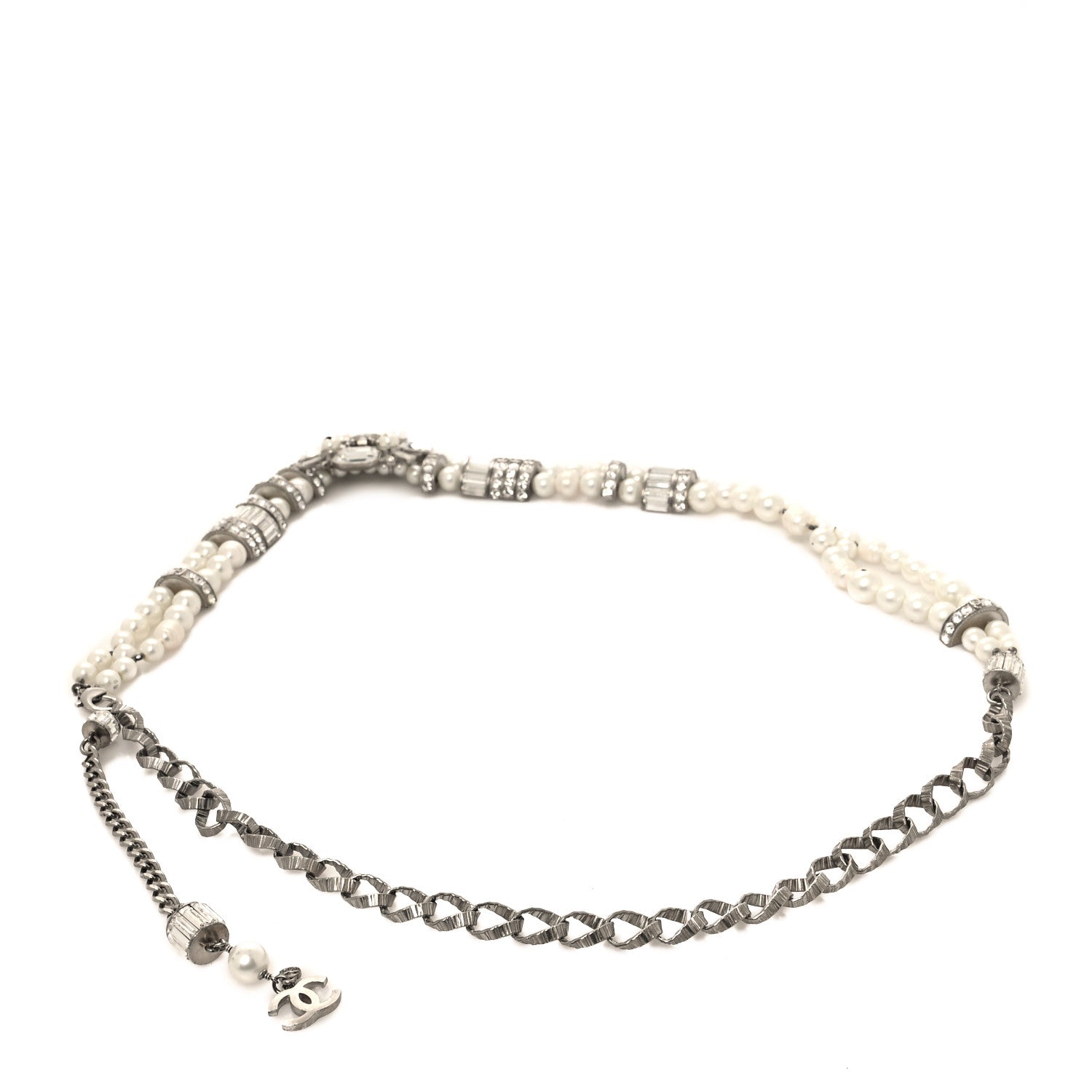 Chanel Crystal Pearl CC Belt Silver 2 of 9
