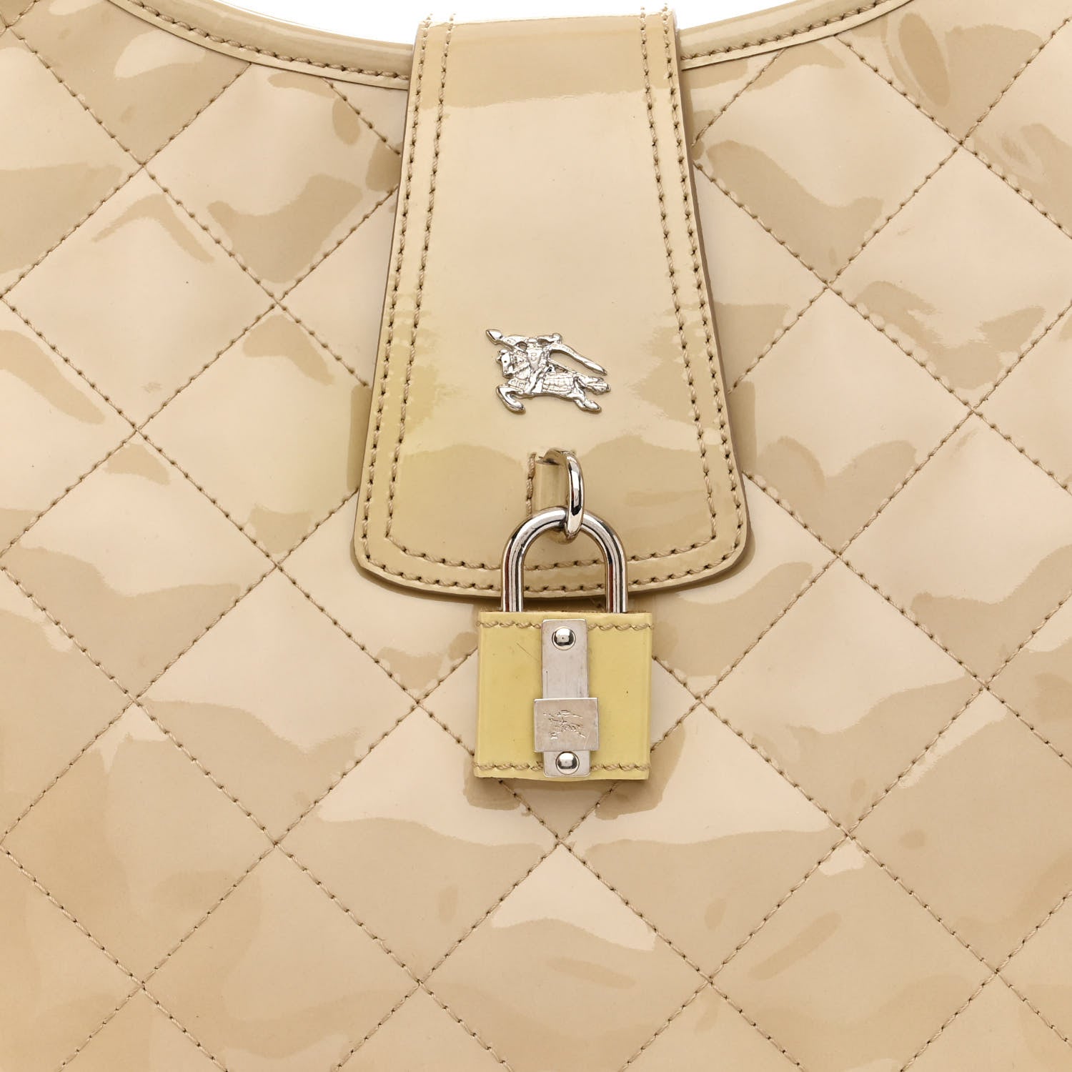 Burberry Patent Quilted Brook Hobo Beige 9 of 12