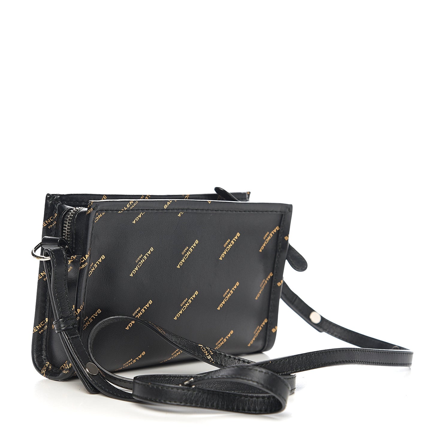 Calfskin Allover Logo Bazar Pochette Crossbody Black Gold