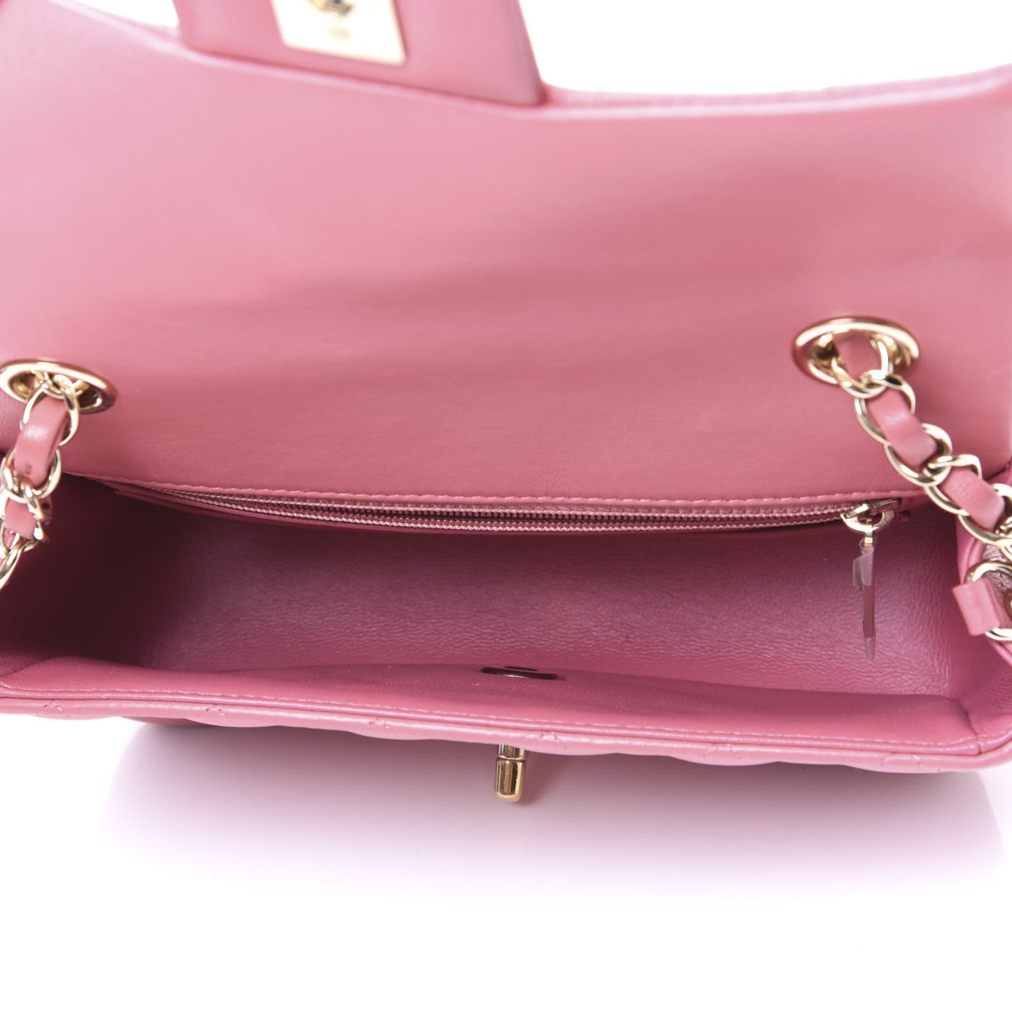 Lambskin Quilted Valentine Charms Mini Rectangular Flap Pink