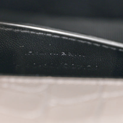 Saint Laurent Croc Embossed Calfskin Classic Kate Monogram Clutch Fog 7 of 7