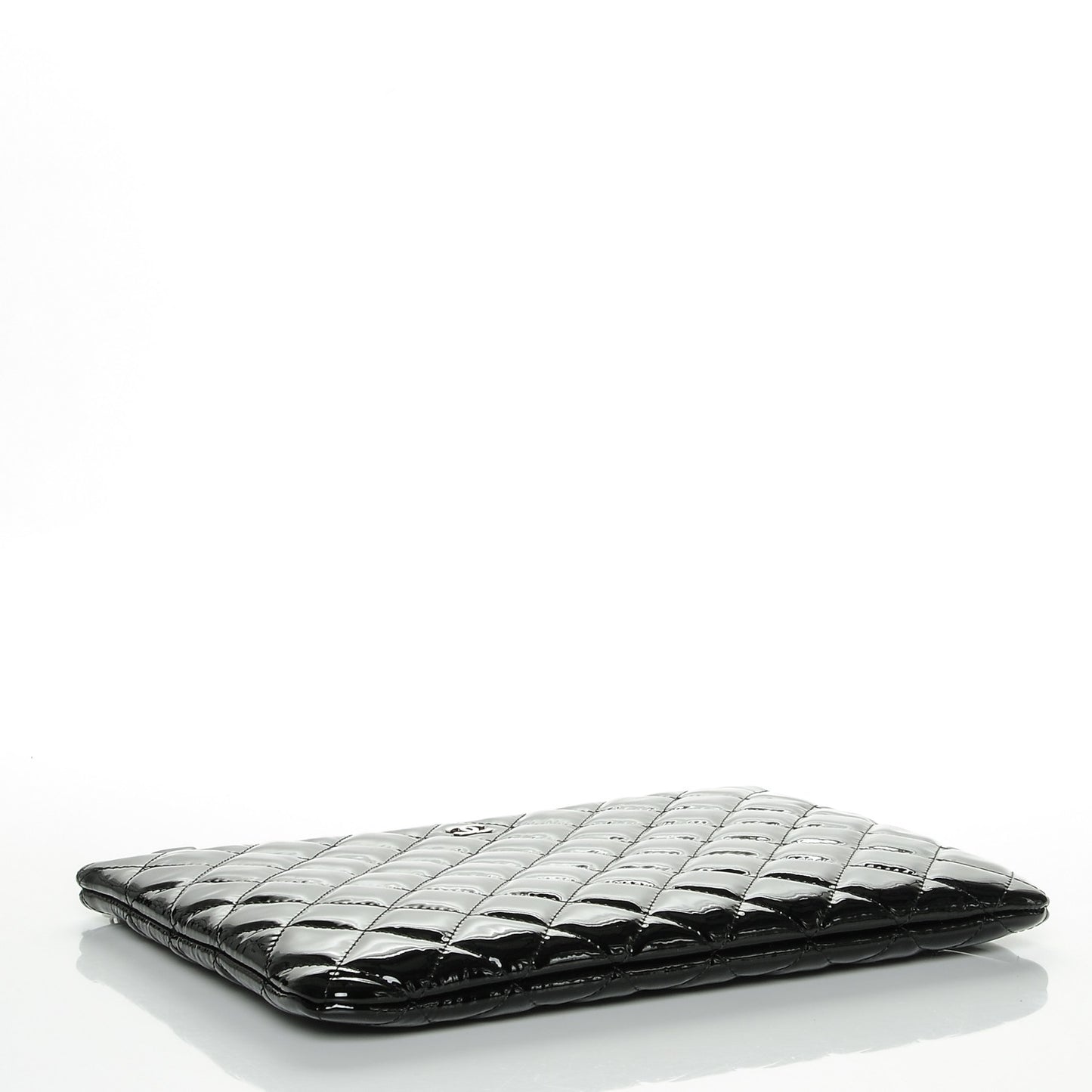 Patent Calfskin Quilted Medium Cosmetic Case Black