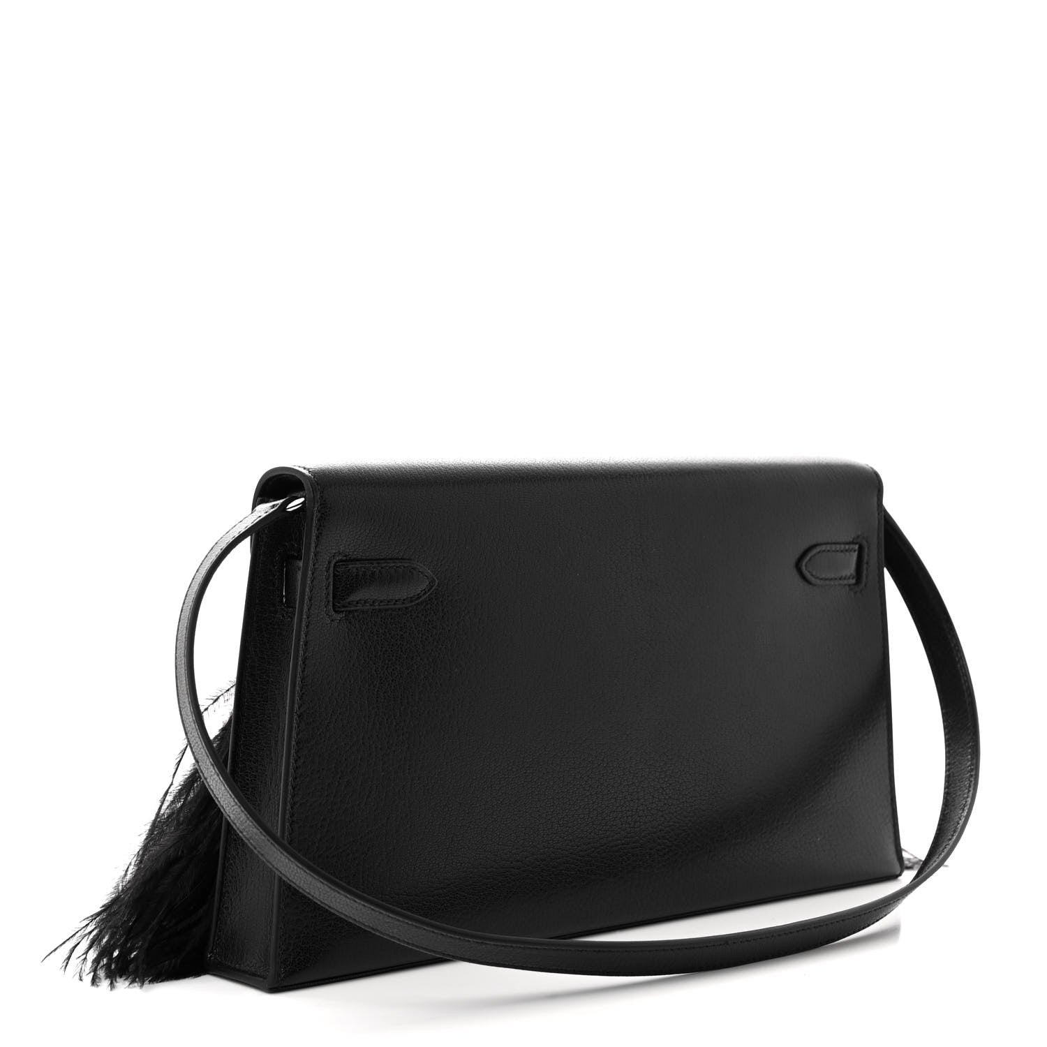 Hermes Chevre Chamkila Ostrich Feather Kelly Elan Folie Black 3 of 10
