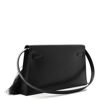 Hermes Chevre Chamkila Ostrich Feather Kelly Elan Folie Black 3 of 10