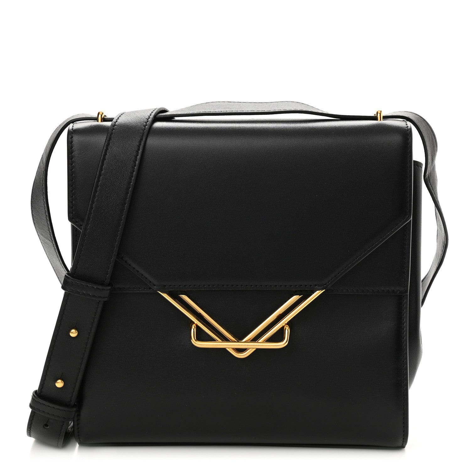 Bottega Veneta Box Calfskin Nappa Clip Bag Black 1 of 7