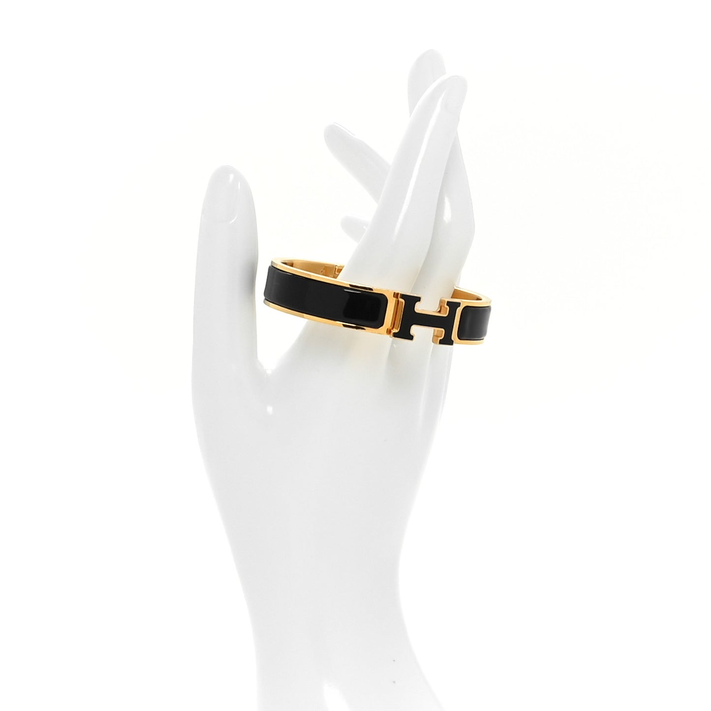Enamel Narrow Clic Clac H Bracelet PM Black