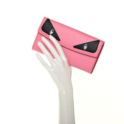 Fendi Vitello Elite Crystal Monster Eyes Simply Continental Wallet Lollypop Black 2 of 7