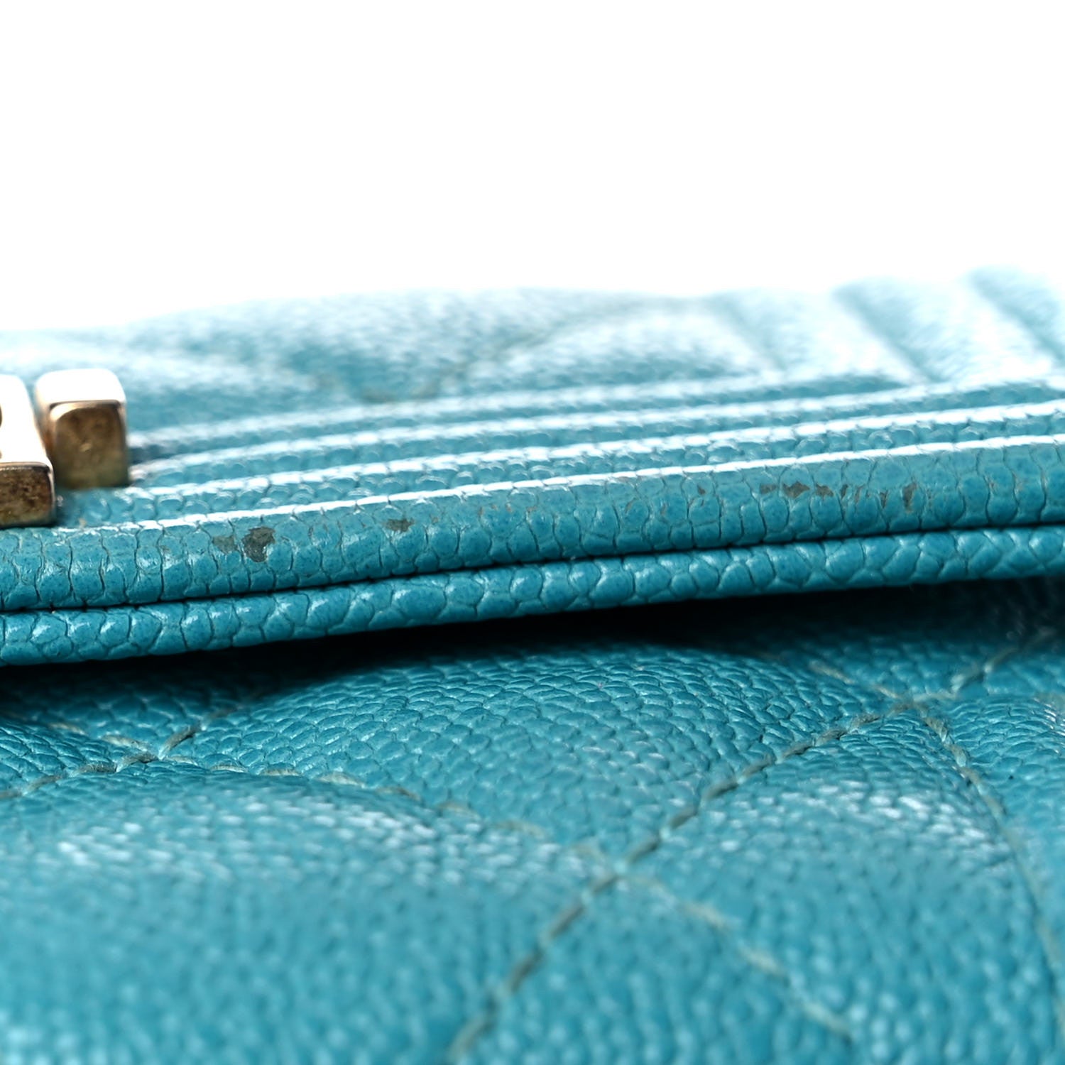 Chanel Caviar Quilted Boy Card Holder Wallet Turquoise 10 of 16