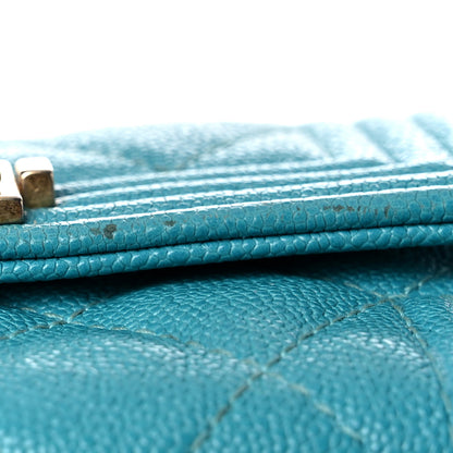 Chanel Caviar Quilted Boy Card Holder Wallet Turquoise 10 of 16
