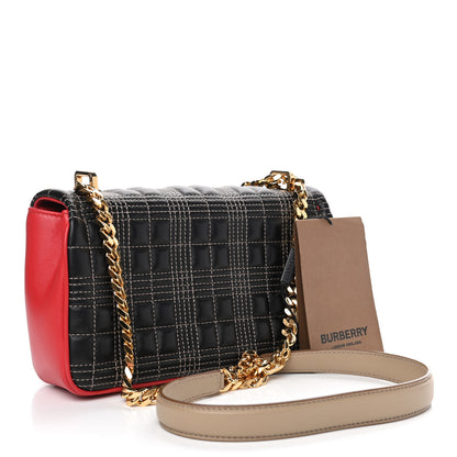 Burberry Lambskin Quilted Small Lola Tri-Color Bag Black Red Camel 2 of 4