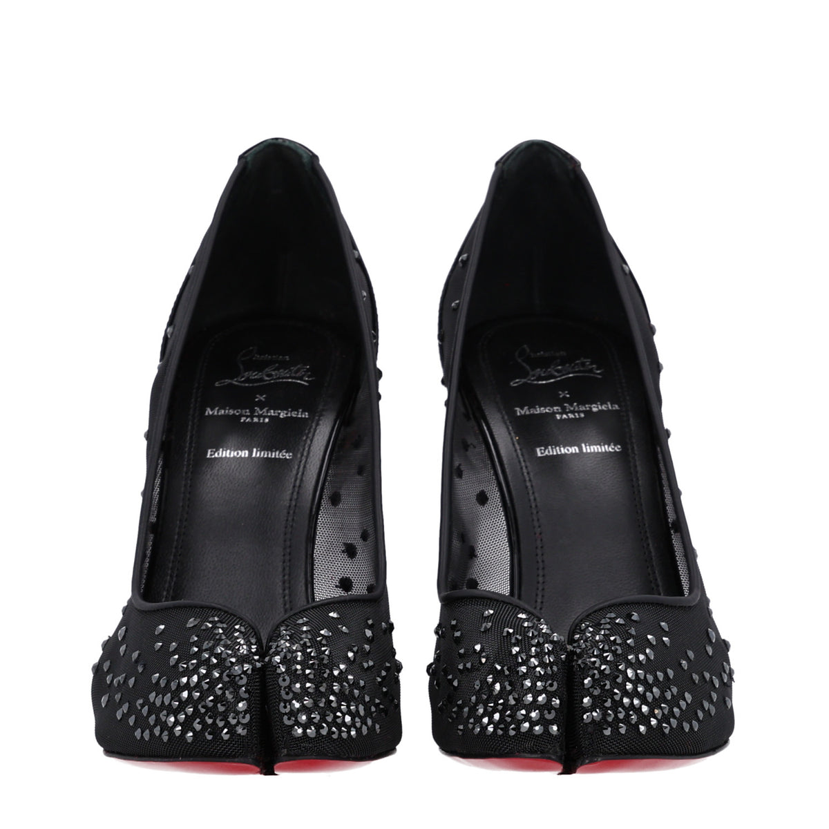 Christian Louboutin X MAISON MARGIELA Rete Patent Strass Bridiela Una 100 Pumps 37.5 Black 3 of 9