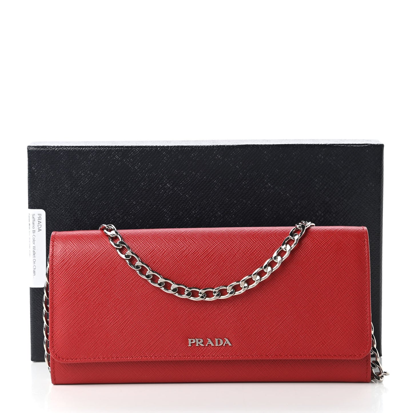 Saffiano Bi-Color Wallet on Chain Fuoco Black