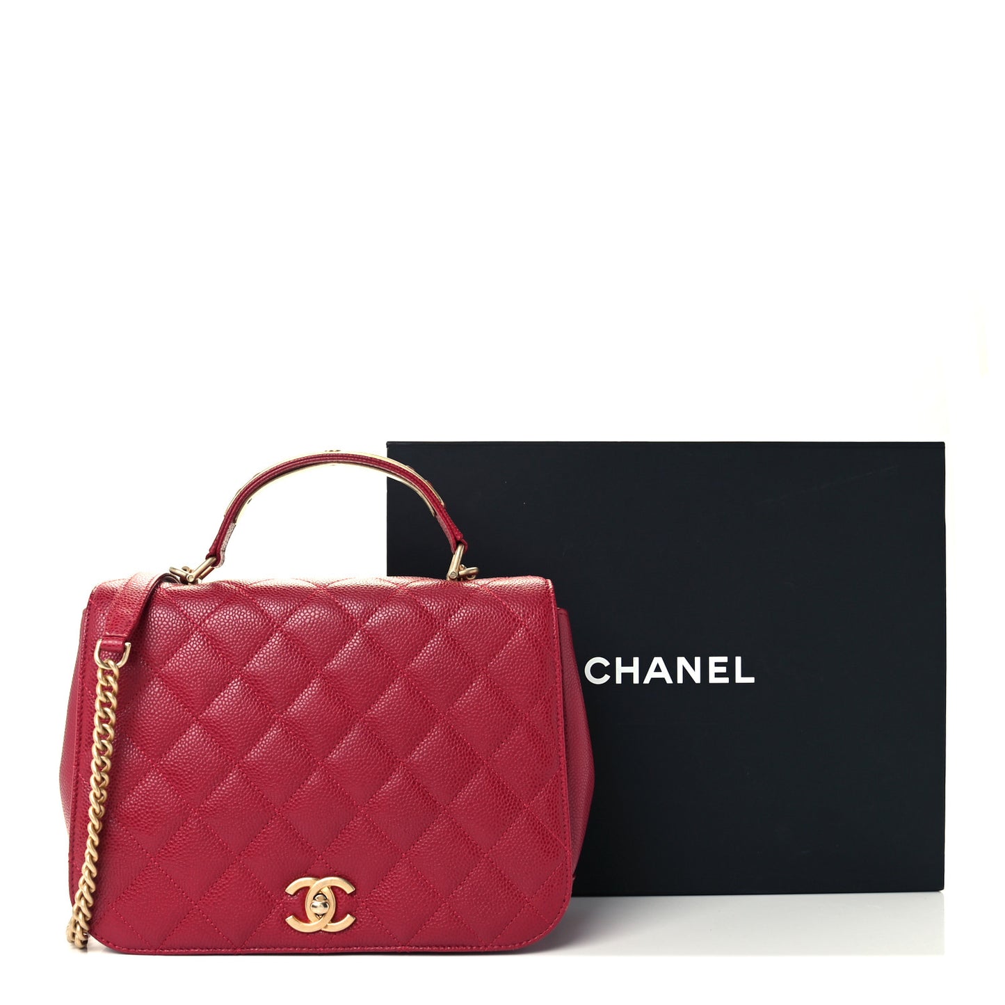 Caviar Large Carry Around Flap Bag Red