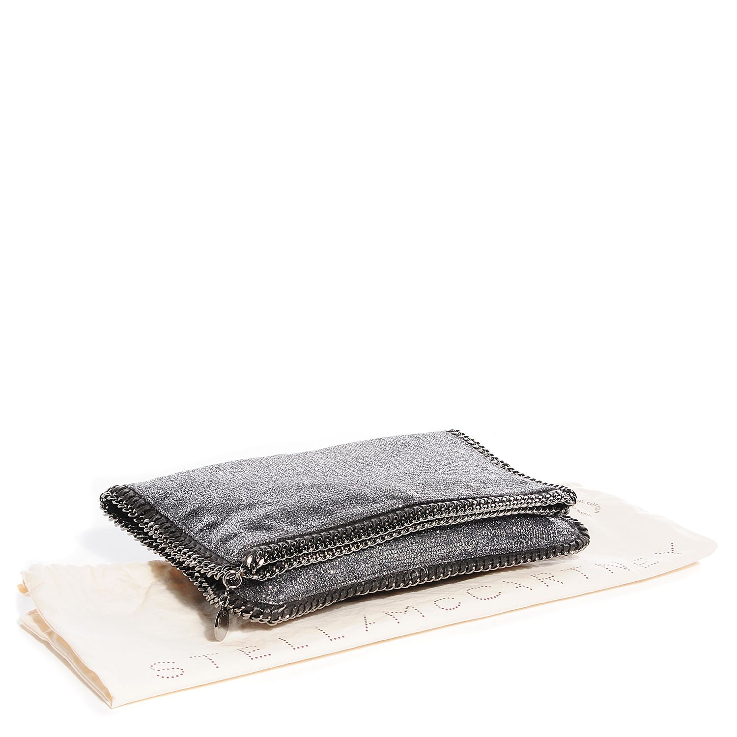 Stella McCartney Metallic Glitter Fold Over Falabella Clutch Silver 4 of 8