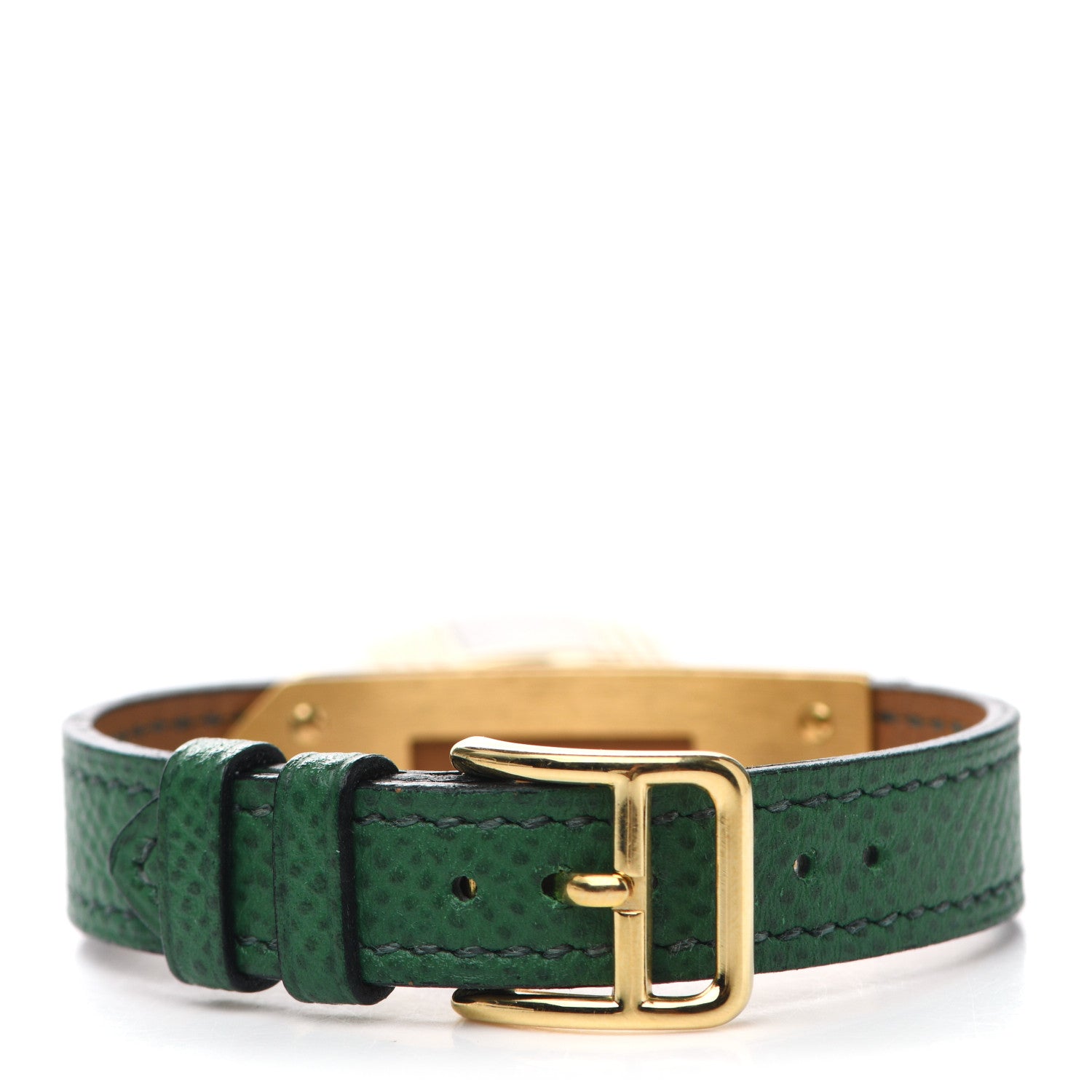 Hermes Stainless Steel Courchevel 20mm Kelly Cadena Quartz Watch Vert Clair 2 of 4
