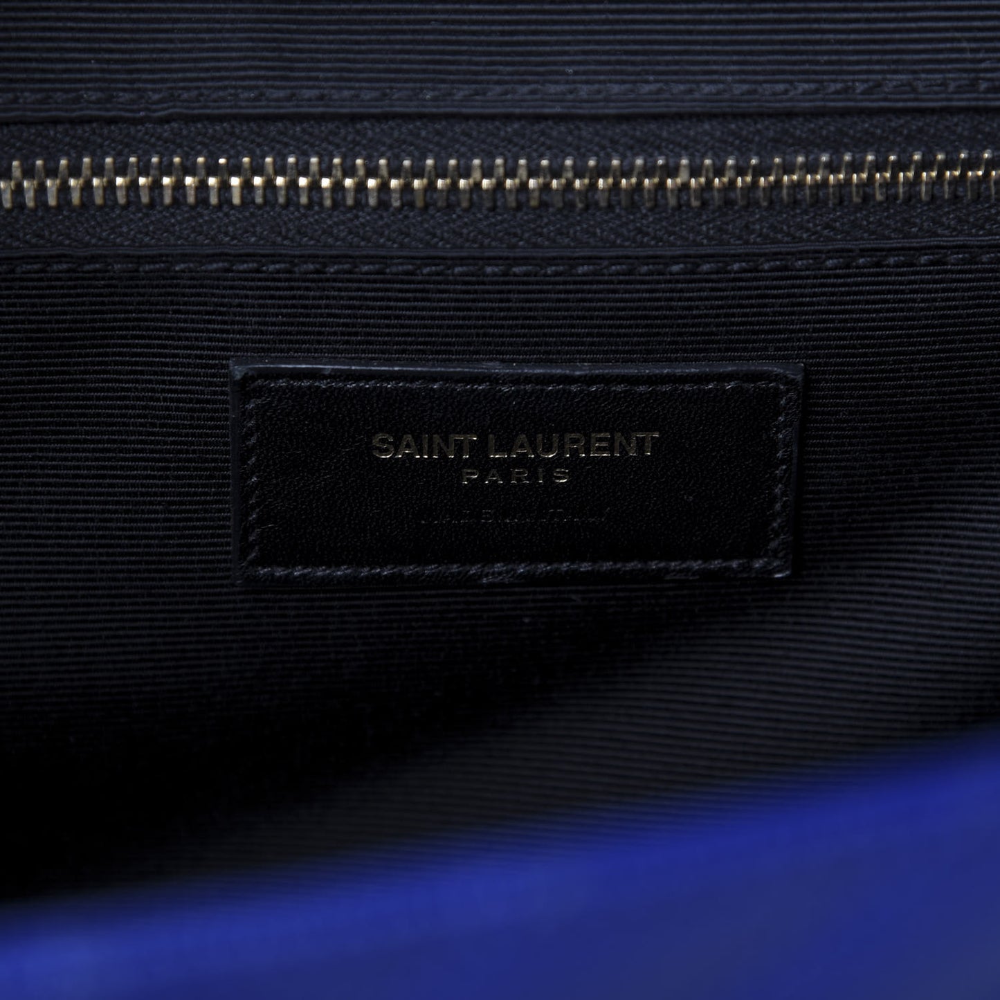 Grain De Poudre Matelasse Chevron Large Monogram Satchel Blue Majorelle