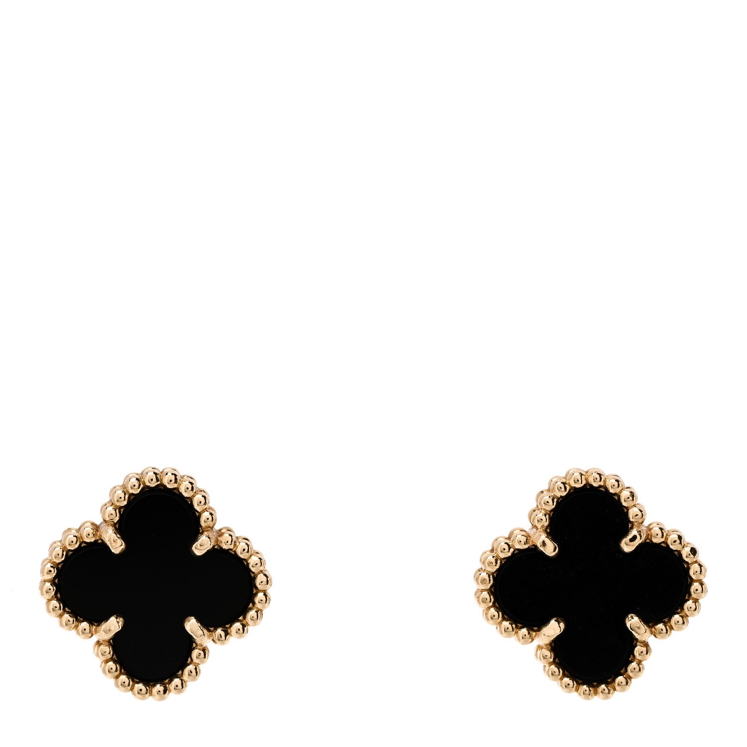 Van Cleef & Arpels 18K Yellow Gold Black Onyx Sweet Alhambra Earrings 1 of 5