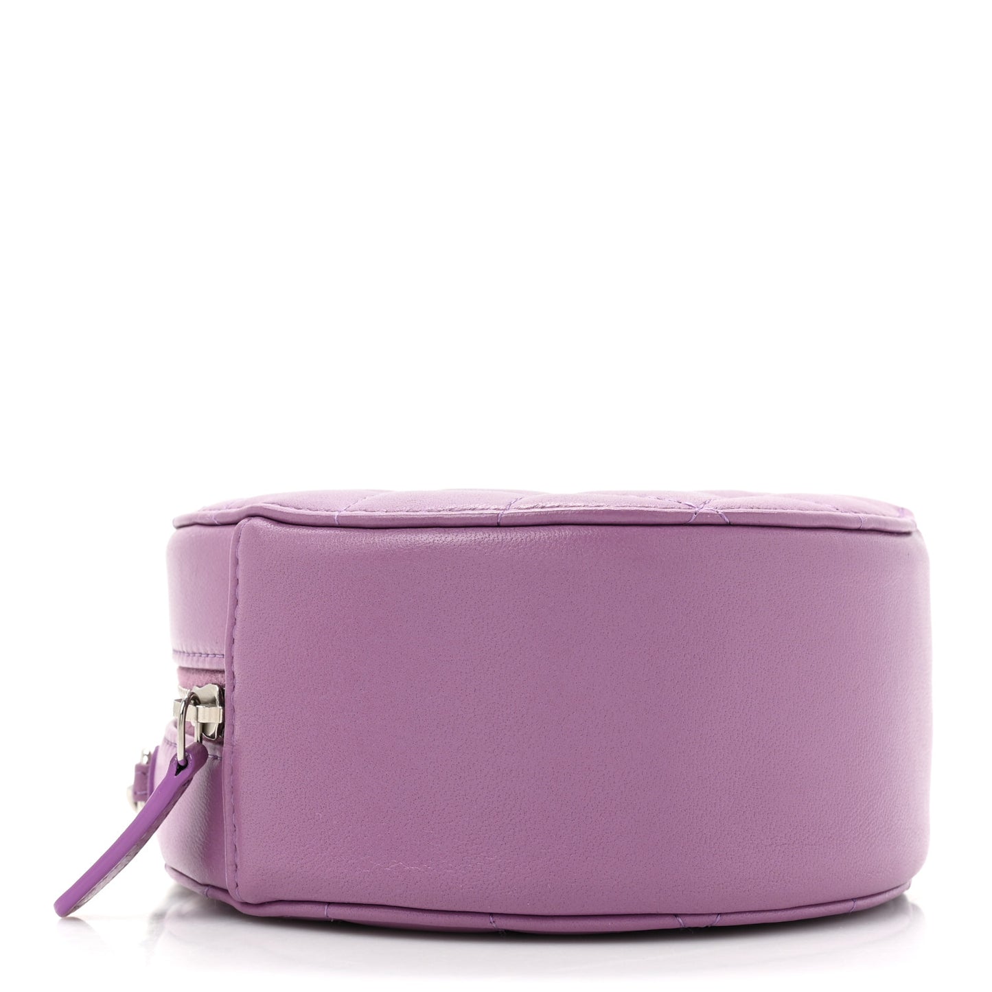 Lambskin Quilted Round Clutch With Chain Purple