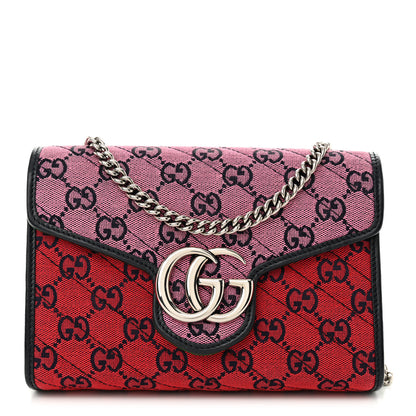 Gucci Monogram Multicolor Matelasse Diagonal GG Marmont Chain Wallet Red Blue Pink Green 1 of 10