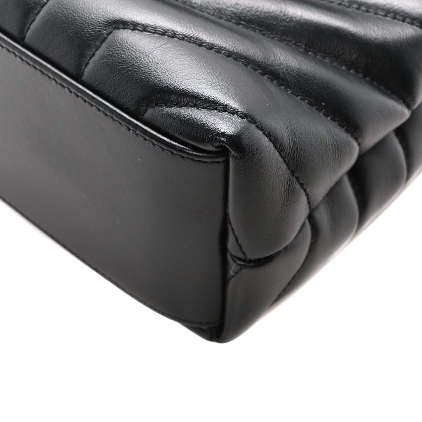 Calfskin Y Quilted Monogram Small Loulou Chain Satchel Black