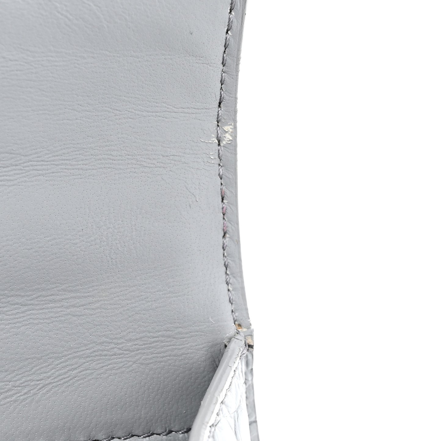 Shiny Calfskin Crocodile Embossed Small Hourglass Top Handle Bag Balenciaga Grey