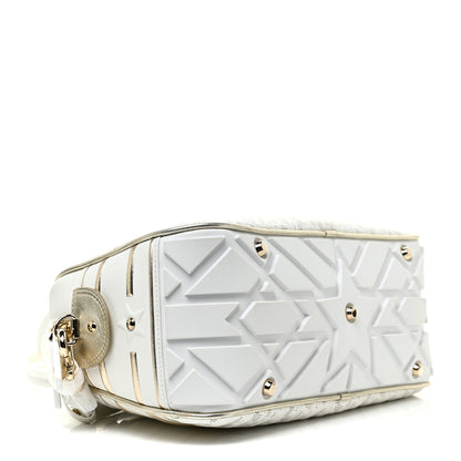 Christian Dior Perforated Calfskin Medium Dior Vibe Classic Bowling Bag White Gold 4 of 9