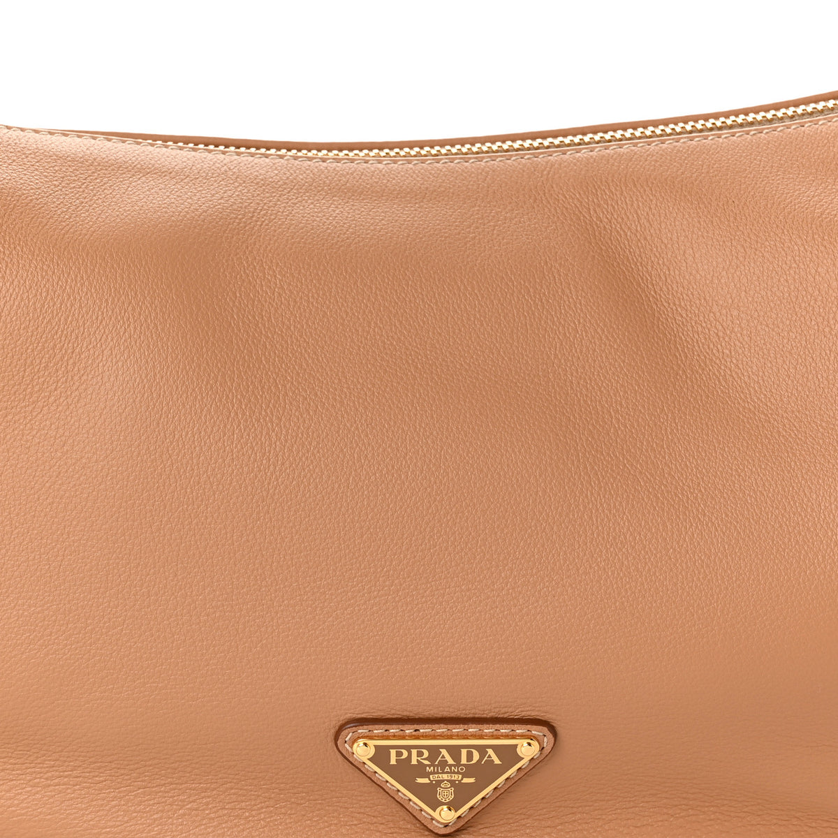 Soft Grain Calfskin Large Demi-Lune Shoulder Bag Naturale
